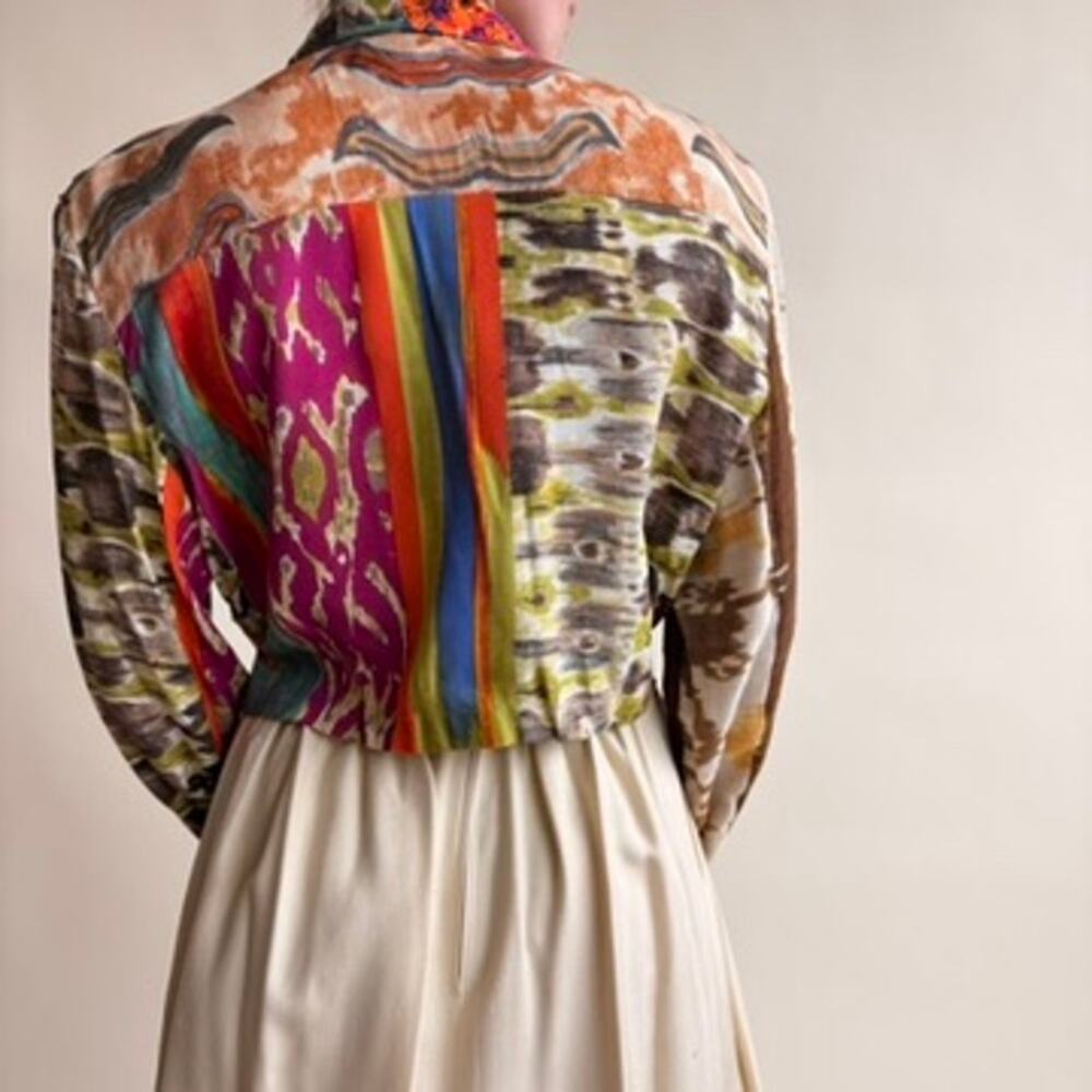 The Icing Patchwork Jacket - Tapestry, Beaded, Crop, 80s/90s, Size Small - Picture 4 of 8